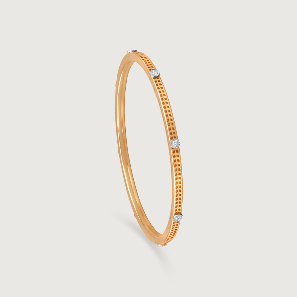 Modern Gleam Diamond Bangle in 14K Yellow and White, 0.18 ct