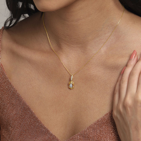 Arcade Shine Diamond Pendant in 18K Yellow Gold, 0.112 ct