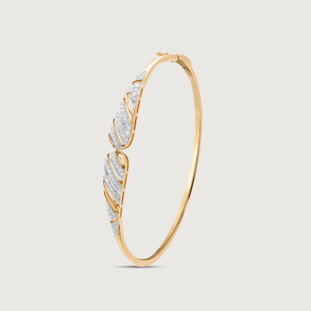 Graceful Drift Diamond Bangle in 14K Yellow and White Gold, 0.408 ct