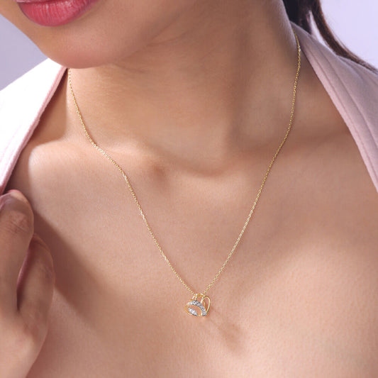 Bee Loved Heart Diamond Pendant in 14K Yellow Gold, 0.1 ct