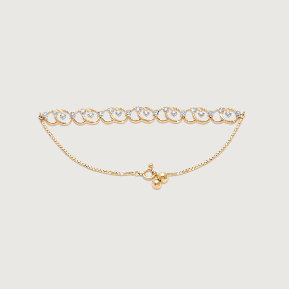 Graceful Curve Diamond Bracelet in 14K Yellow Gold, 0.32 ct