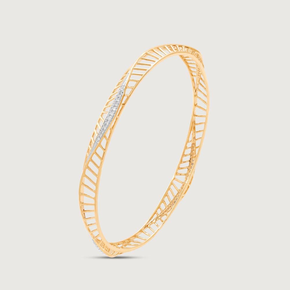 Trendy Sleek Diamond Bangle in 14K Yellow Gold, 0.305 ct