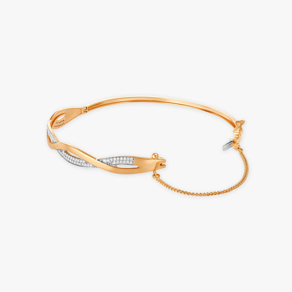 Bold Waves Diamond Bangle in 18K Yellow Gold, 0.294 ct