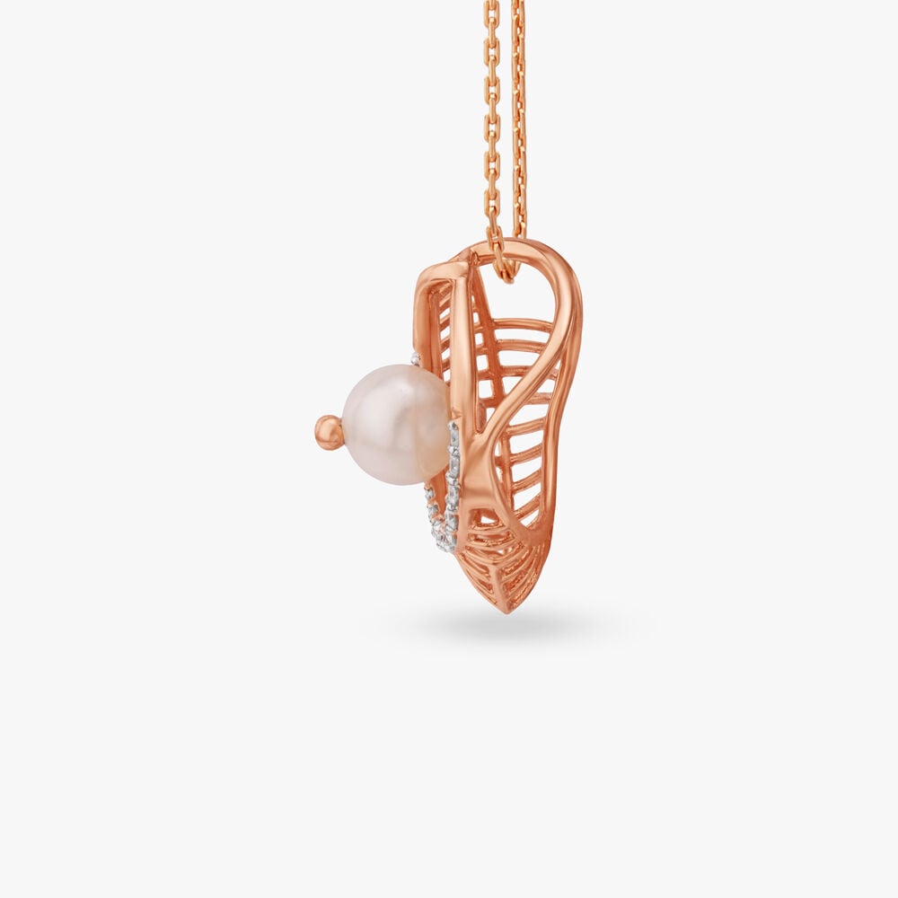 Grace Curve Diamond Pendant in 18K Rose Gold, 0.07 ct