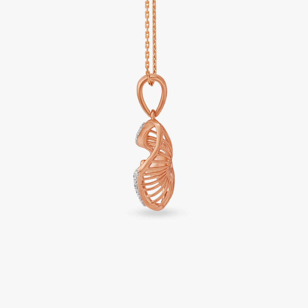 Radiant Shell Diamond Pendant in 18K Rose Gold, 0.07 ct