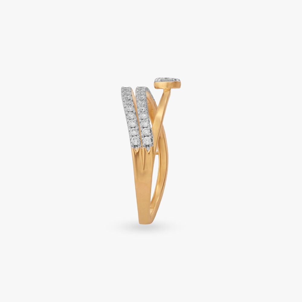 Layered Flow Diamond Ring in 18K Yellow Gold, 0.302 ct