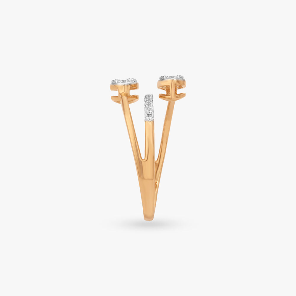 Twin Orbit Diamond Ring in 18K Yellow Gold, 0.282 ct