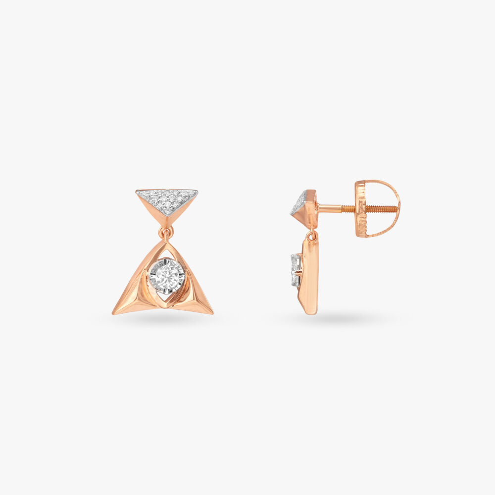 Triad Drift Diamond Drop Earrings in 18K Rose White Gold, 0.207 ct