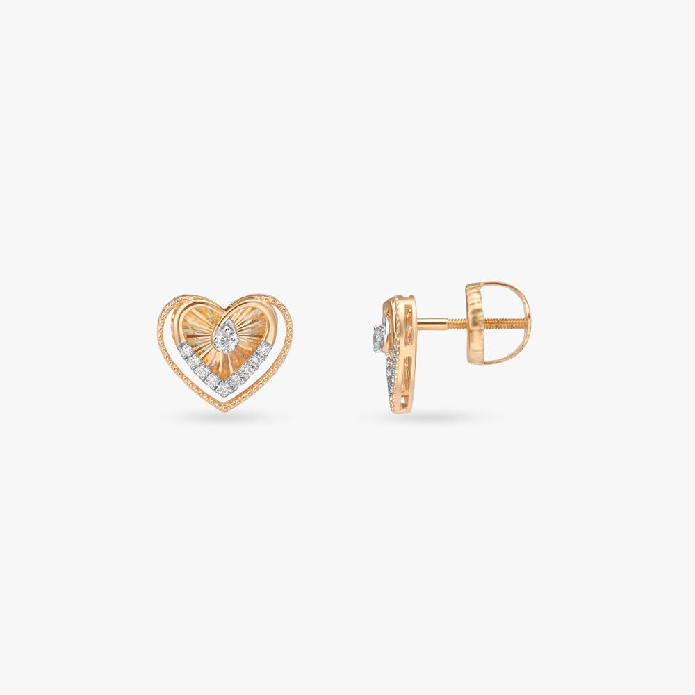 Luminous Love Diamond Stud Earrings in 18K Yellow Gold, 0.125 ct
