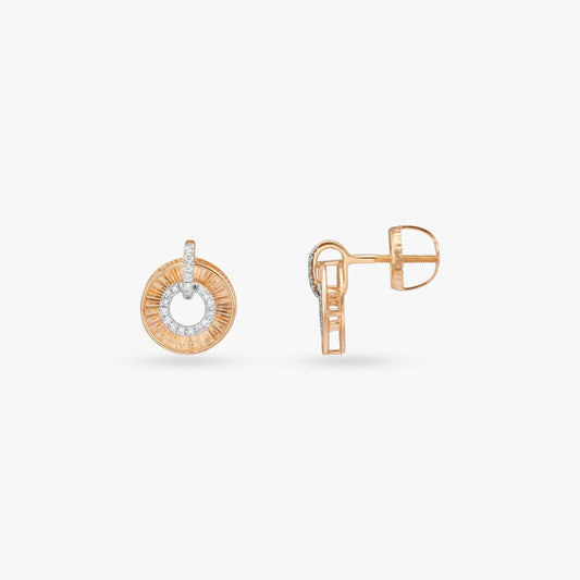 Aurora Circle Diamond Stud Earrings in 18K Yellow Gold, 0.126 ct