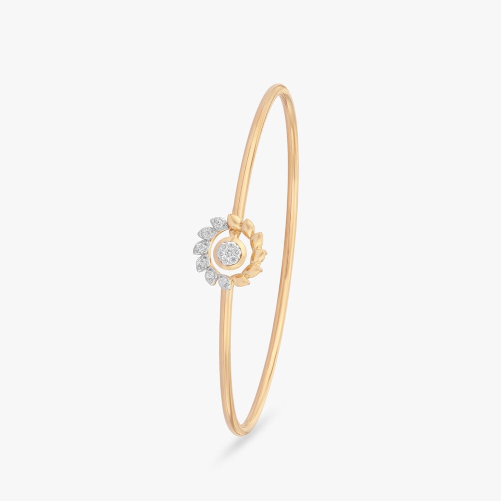 Bloom Wreath Diamond Bangle in 18K Yellow Gold, 0.118 ct