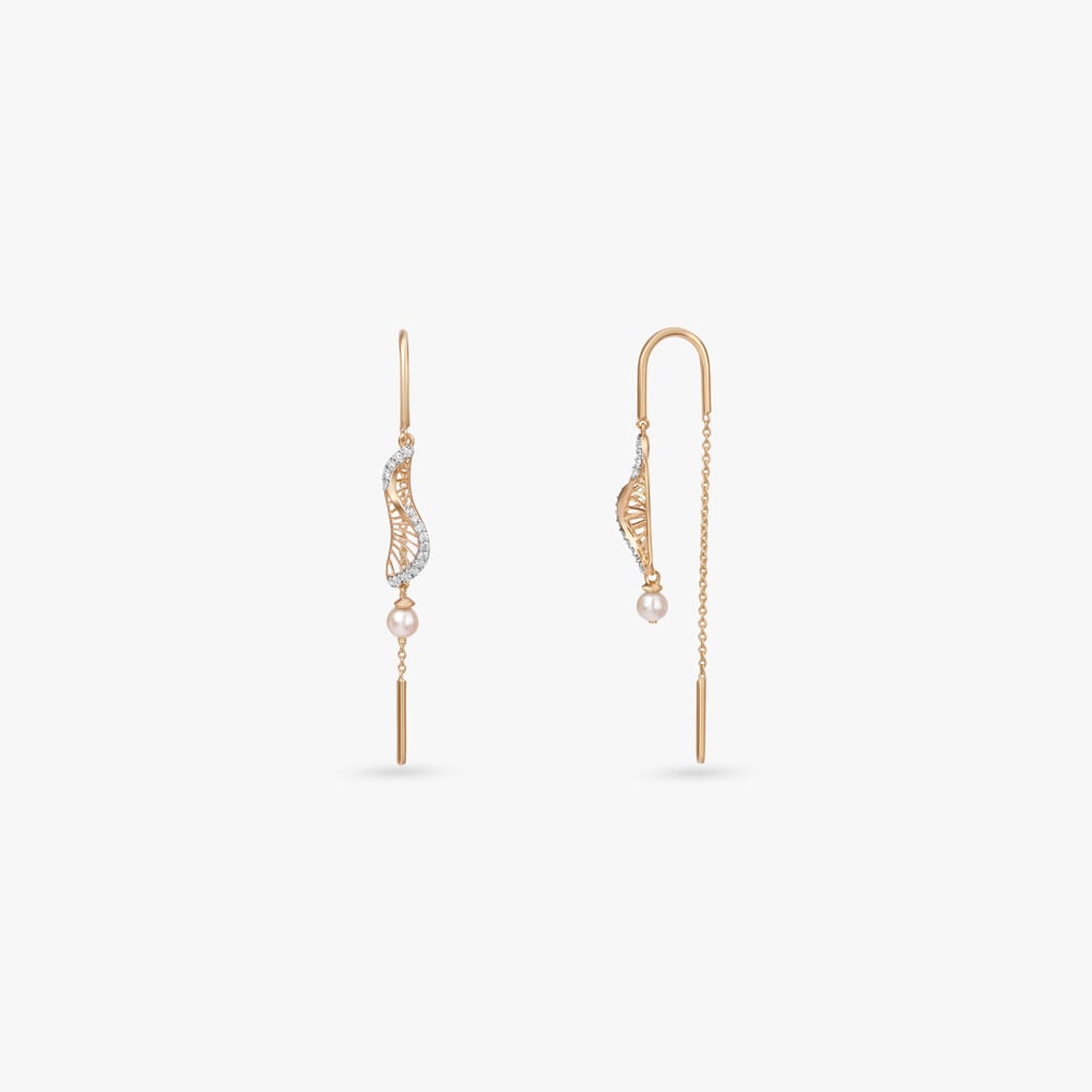 Luminous Wing Diamond Drop Earrings in 18K Yellow Gold, 0.157 ct