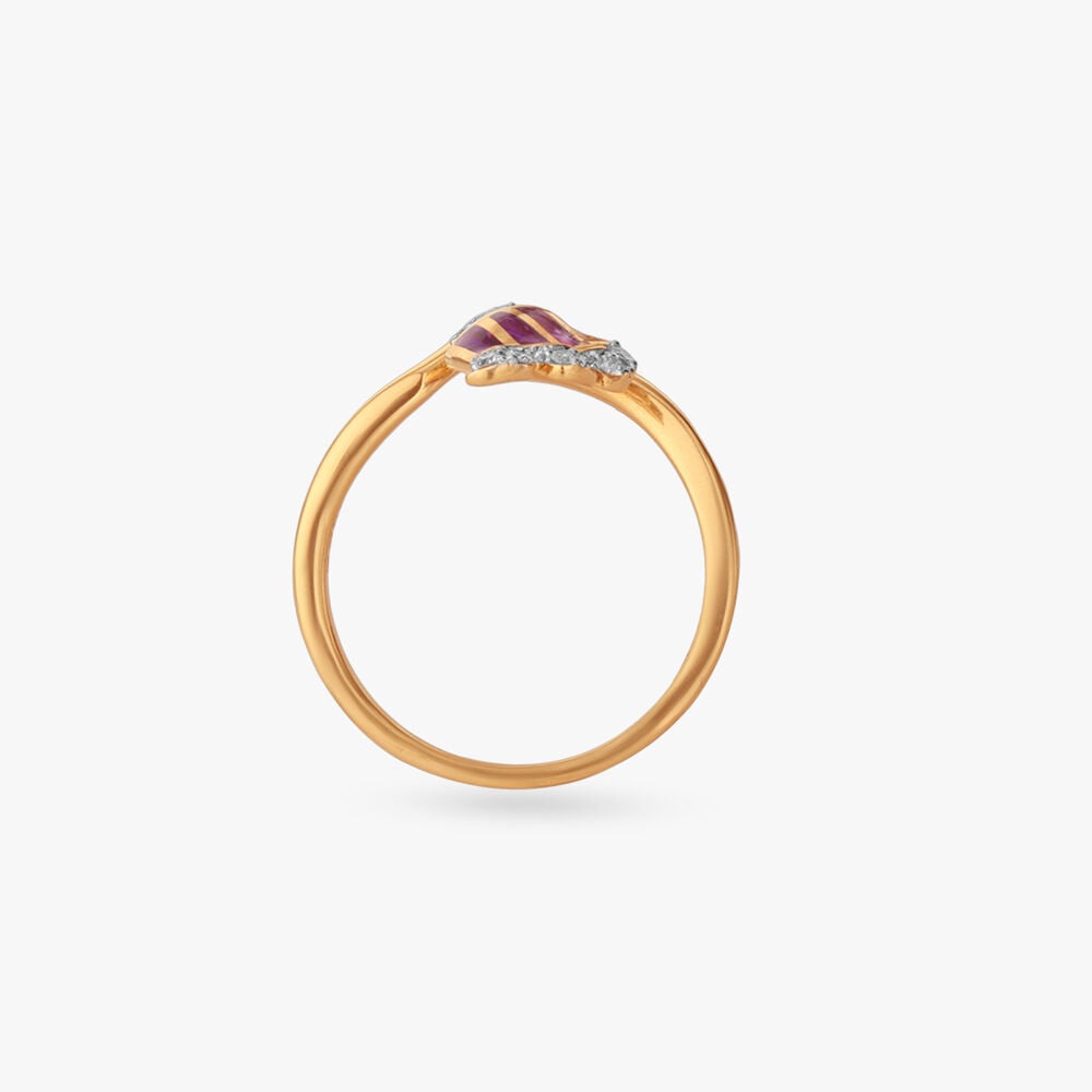 Flutter Wing Diamond Ring in 18K Yellow Gold, 0.135 ct