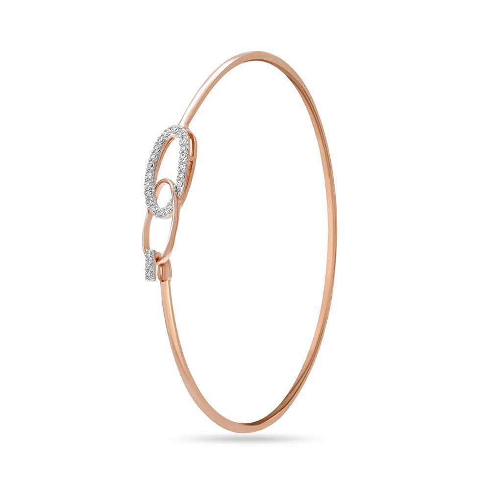 14KT Rose Gold Curvaceous Glimmer Diamond Bangle in 14K Rose Gold, 0.187 ct