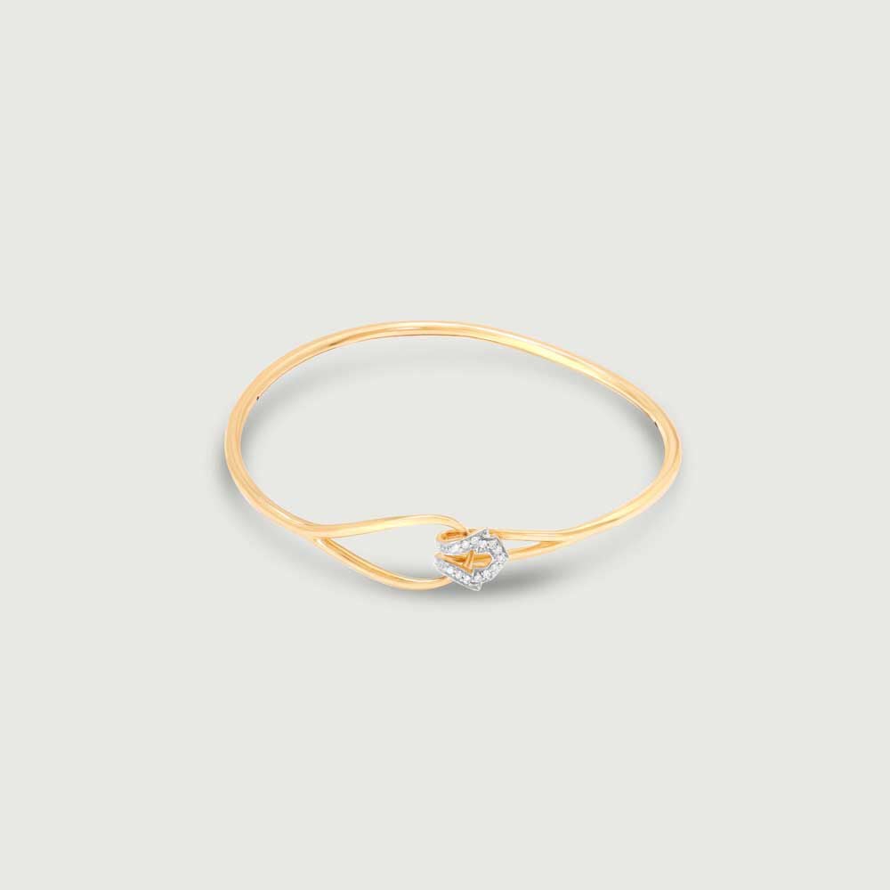 Graceful Twist Diamond Bangle in 14K Yellow Gold, 0.064 ct