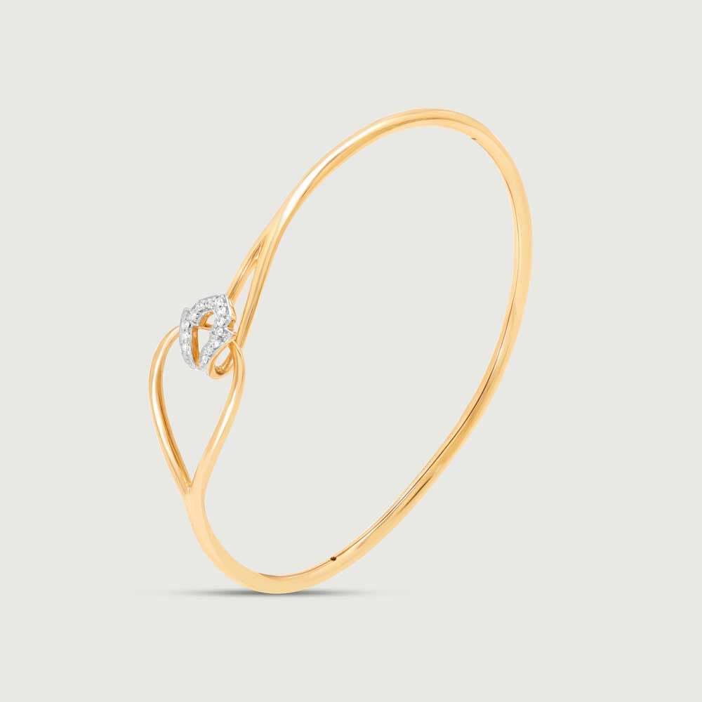 Graceful Twist Diamond Bangle in 14K Yellow Gold, 0.064 ct