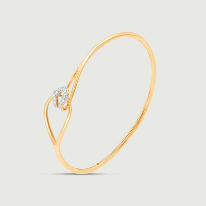 Graceful Twist Diamond Bangle in 14K Yellow Gold, 0.064 ct