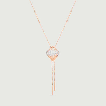 Sassy Flutter Diamond Necklace in 14K Rose Gold, 0.155 ct