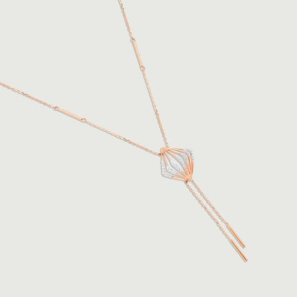 Sassy Flutter Diamond Necklace in 14K Rose Gold, 0.155 ct