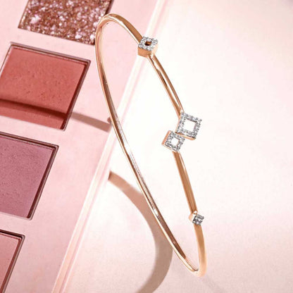 Edgy Glimmer Diamond Bangle in 14K Rose Gold, 0.13 ct