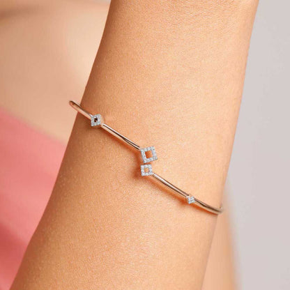 Edgy Glimmer Diamond Bangle in 14K Rose Gold, 0.13 ct