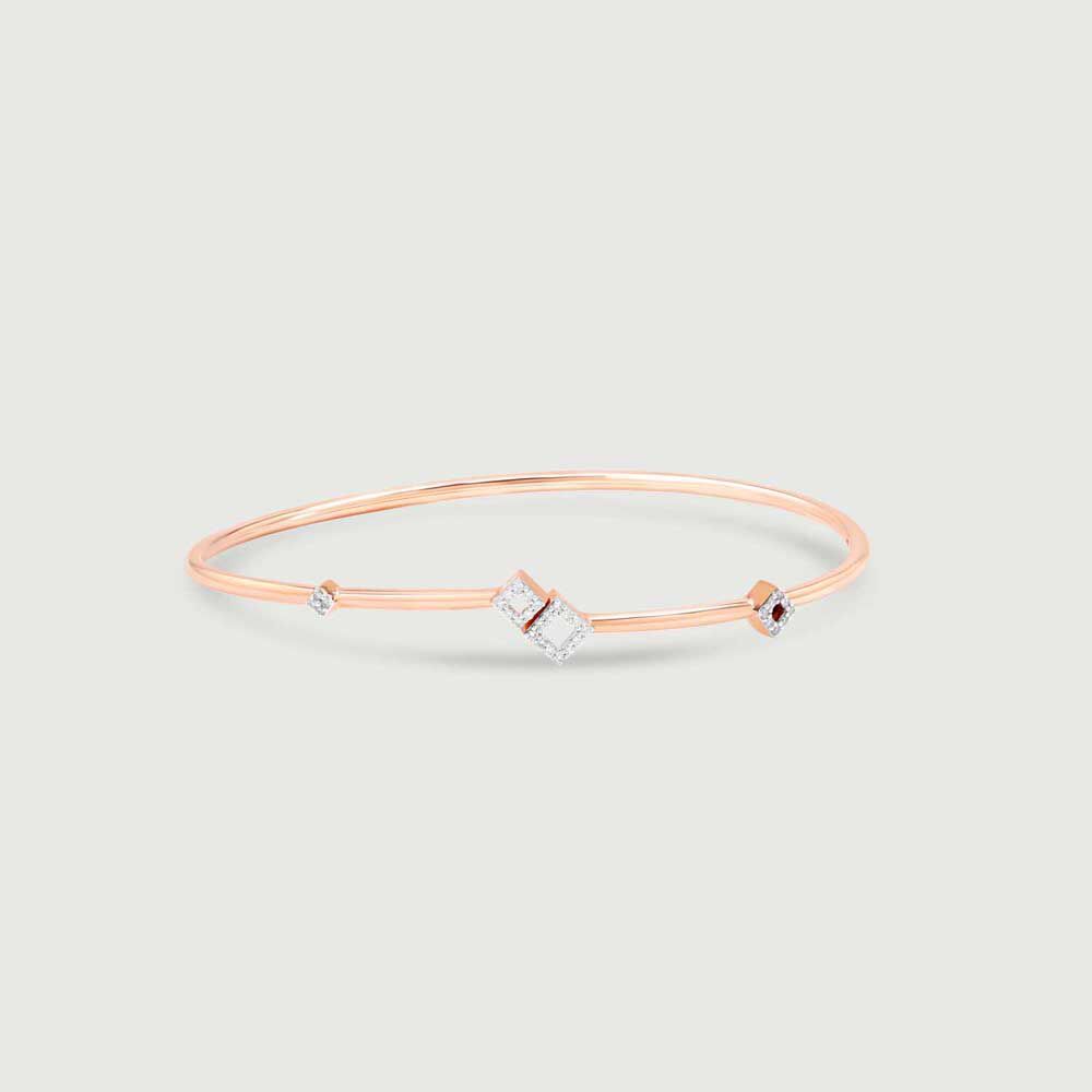 Edgy Glimmer Diamond Bangle in 14K Rose Gold, 0.13 ct