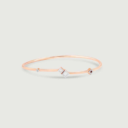 Edgy Glimmer Diamond Bangle in 14K Rose Gold, 0.13 ct