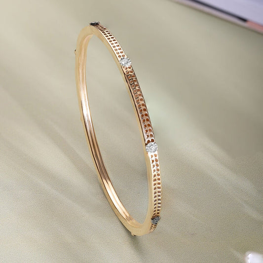 Modern Gleam Diamond Bangle in 14K Yellow and White, 0.18 ct