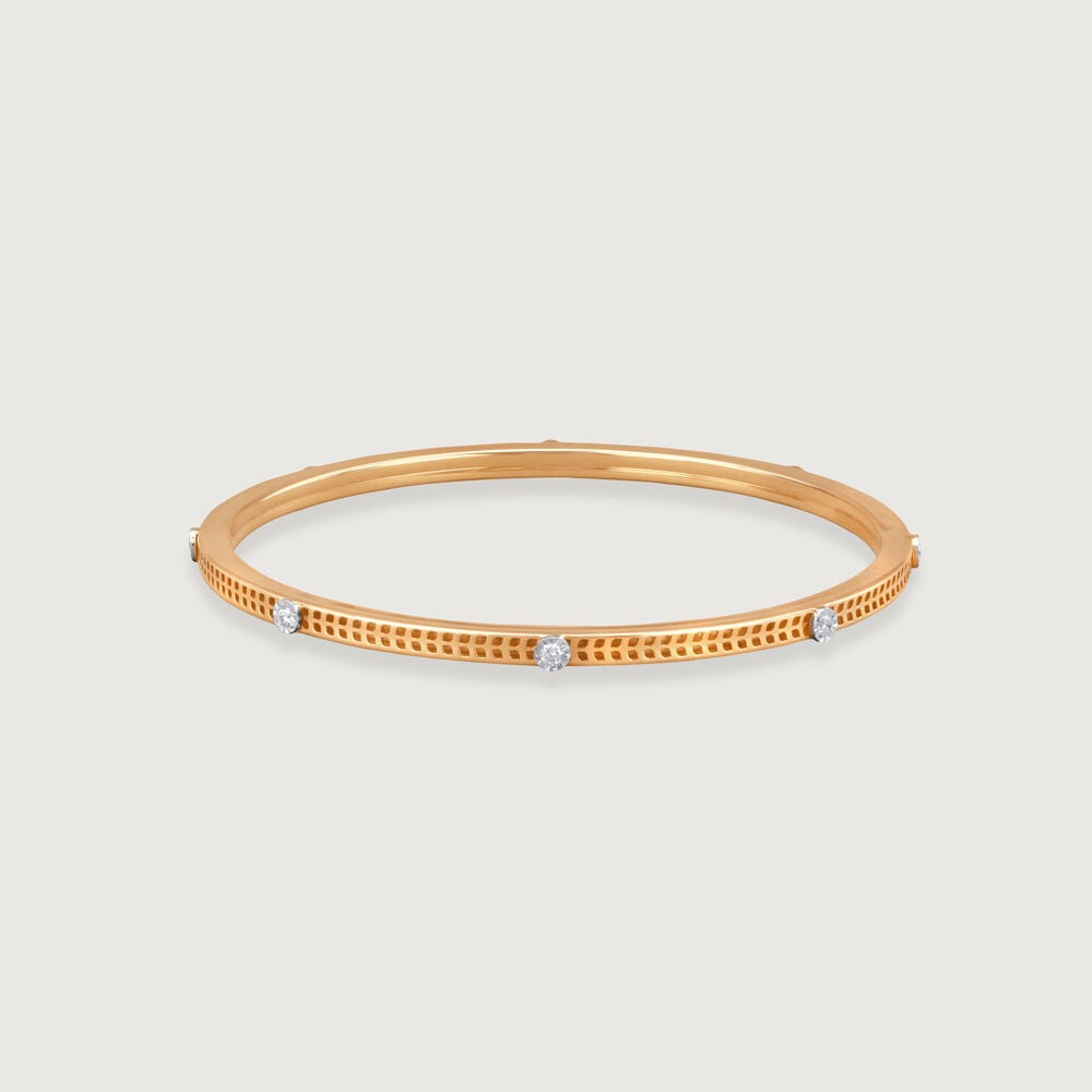 Modern Gleam Diamond Bangle in 14K Yellow and White, 0.18 ct