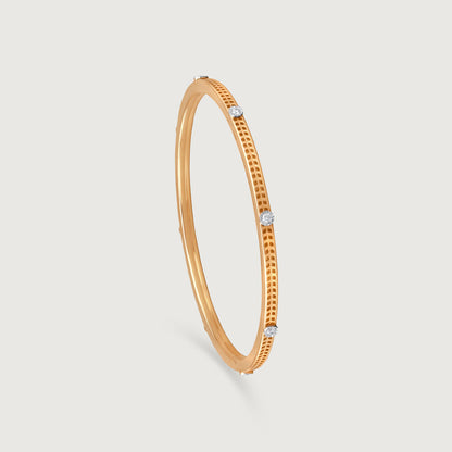 Modern Gleam Diamond Bangle in 14K Yellow and White, 0.18 ct