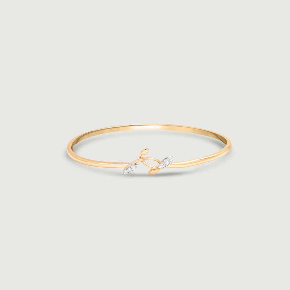 Dreamy Sprout Diamond Bangle in 14K Yellow Gold, 0.118 ct