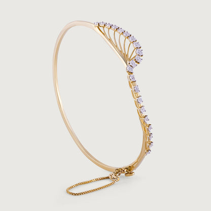 Elegant Precision Gold & Diamond Bangle in 14K Yellow Gold, 0.25 ct