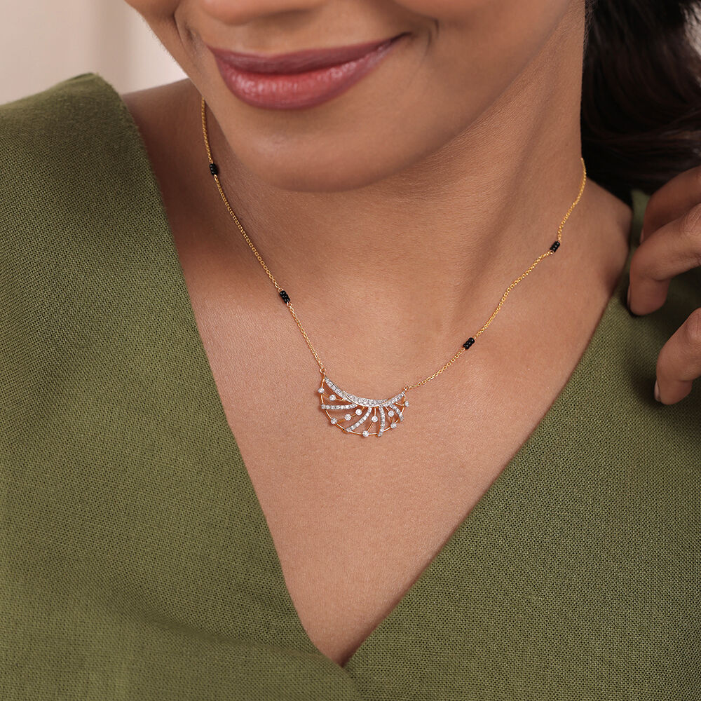 Glowing Eternity 14 Kt Gold and Diamond Mangalsutra in 14K Yellow Gold, 0.282 ct