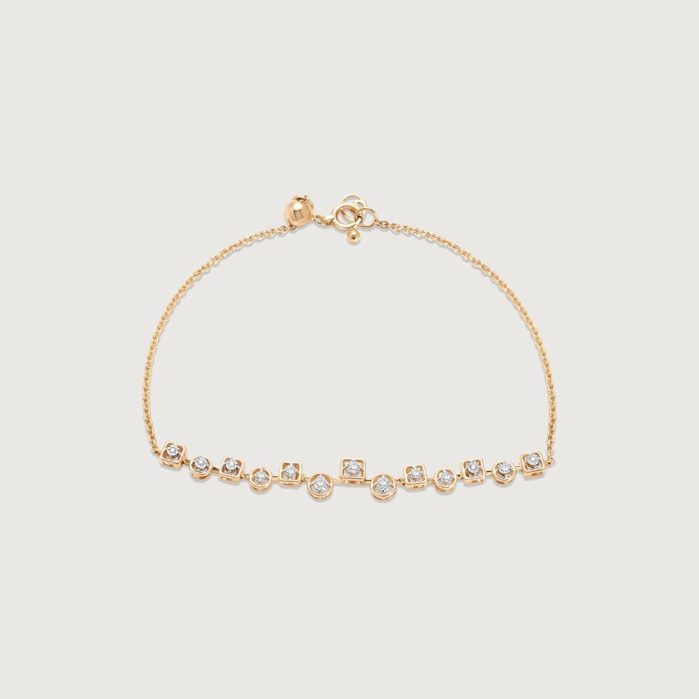 Playful Orbit Diamond Bracelet in 14K Yellow and White Gold, 0.164 ct