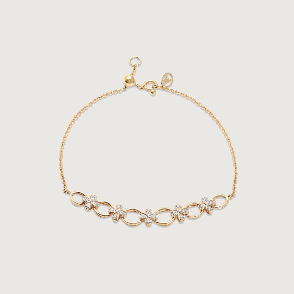 Chic Orbit Diamond Bracelet in 14K Yellow Gold, 0.096 ct