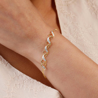 Radiant Crisscross Diamond Bracelet in 14K Yellow Gold, 0.17 ct
