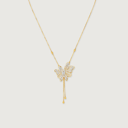 Butterfly Whispers Diamond Necklace in 14K Yellow Gold, 0.439 ct