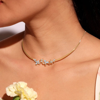 Butterfly Garden Diamond Necklace in 14K Yellow Gold, 0.303 ct