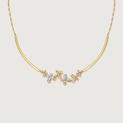 Butterfly Garden Diamond Necklace in 14K Yellow Gold, 0.303 ct