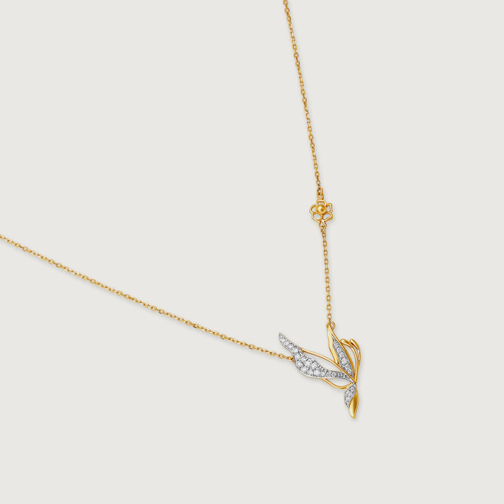 Enchanted Butterfly Diamond Necklace in 14K Yellow Gold, 0.171 ct
