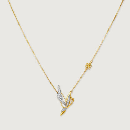 Enchanted Butterfly Diamond Necklace in 14K Yellow Gold, 0.171 ct