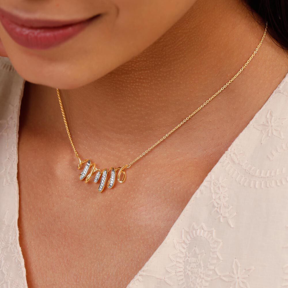 Graceful Flow Diamond Necklace in 14K Yellow Gold, 0.161 ct