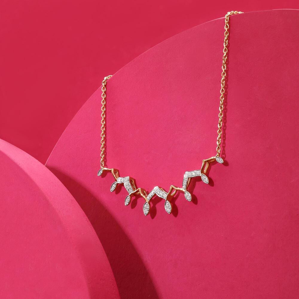 Arch Sparkle Diamond Necklace in 14K Yellow Gold, 0.207 ct