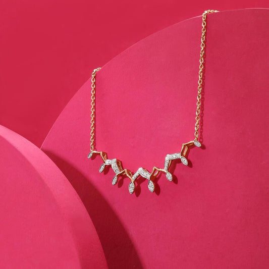 Arch Sparkle Diamond Necklace in 14K Yellow Gold, 0.207 ct