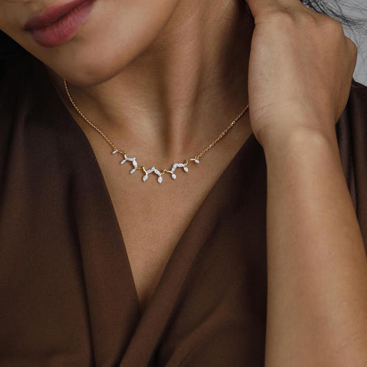 Arch Sparkle Diamond Necklace in 14K Yellow Gold, 0.207 ct