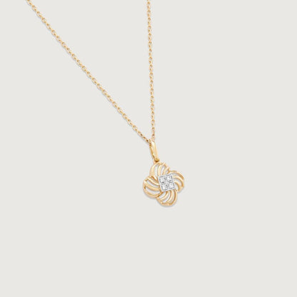Twirling Grace Diamond Pendant in 14K Yellow Gold, 0.029 ct