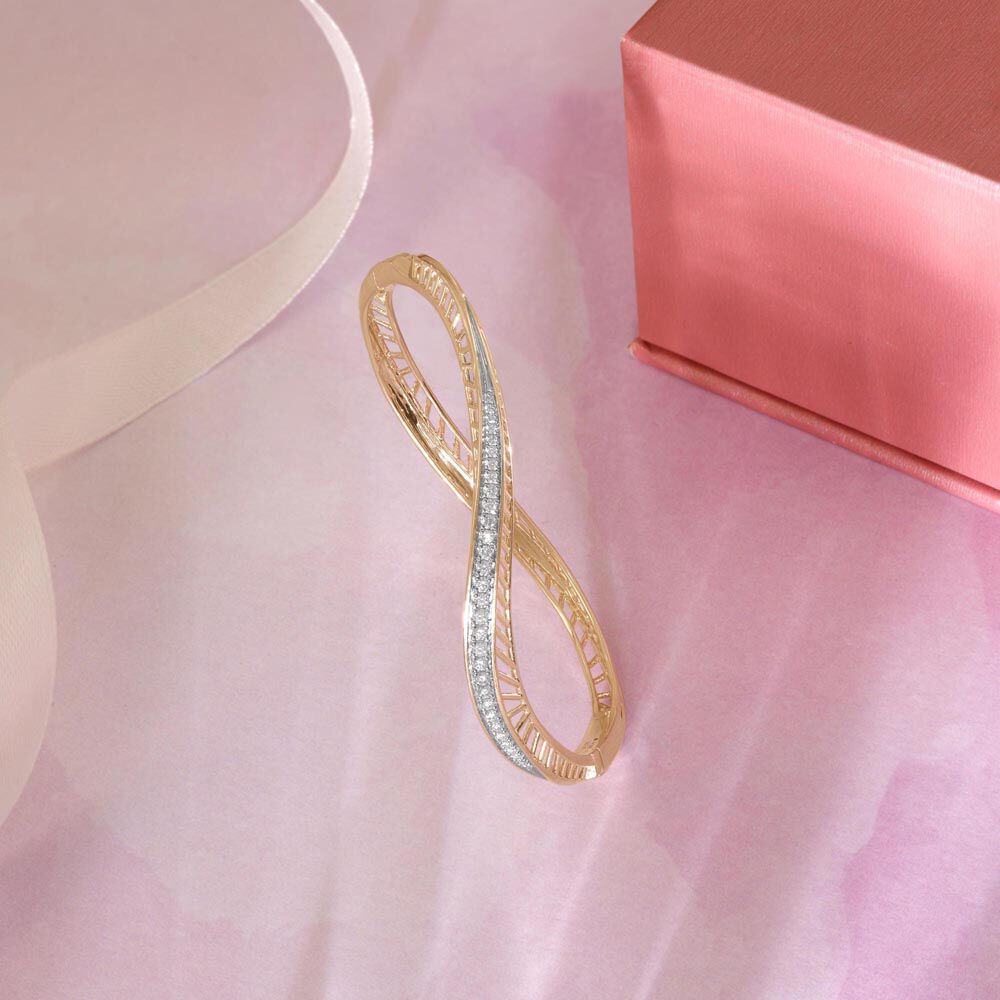 Timeless Twist Diamond Bangle in 14K Yellow and White Gold, 0.321 ct