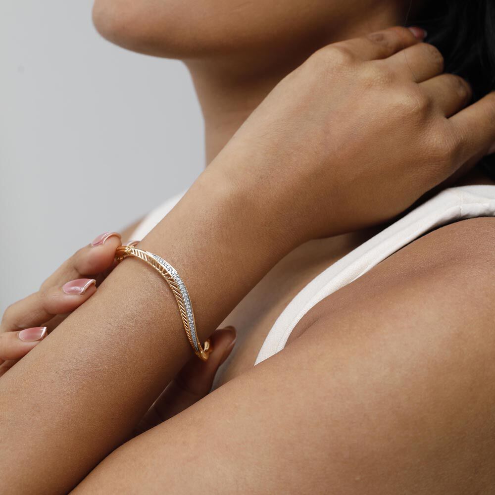 Timeless Twist Diamond Bangle in 14K Yellow and White Gold, 0.321 ct