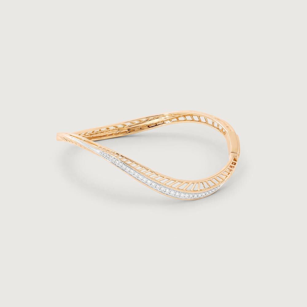 Timeless Twist Diamond Bangle in 14K Yellow and White Gold, 0.321 ct