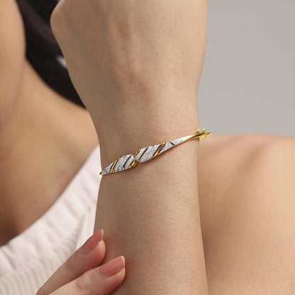 Graceful Drift Diamond Bangle in 14K Yellow and White Gold, 0.408 ct